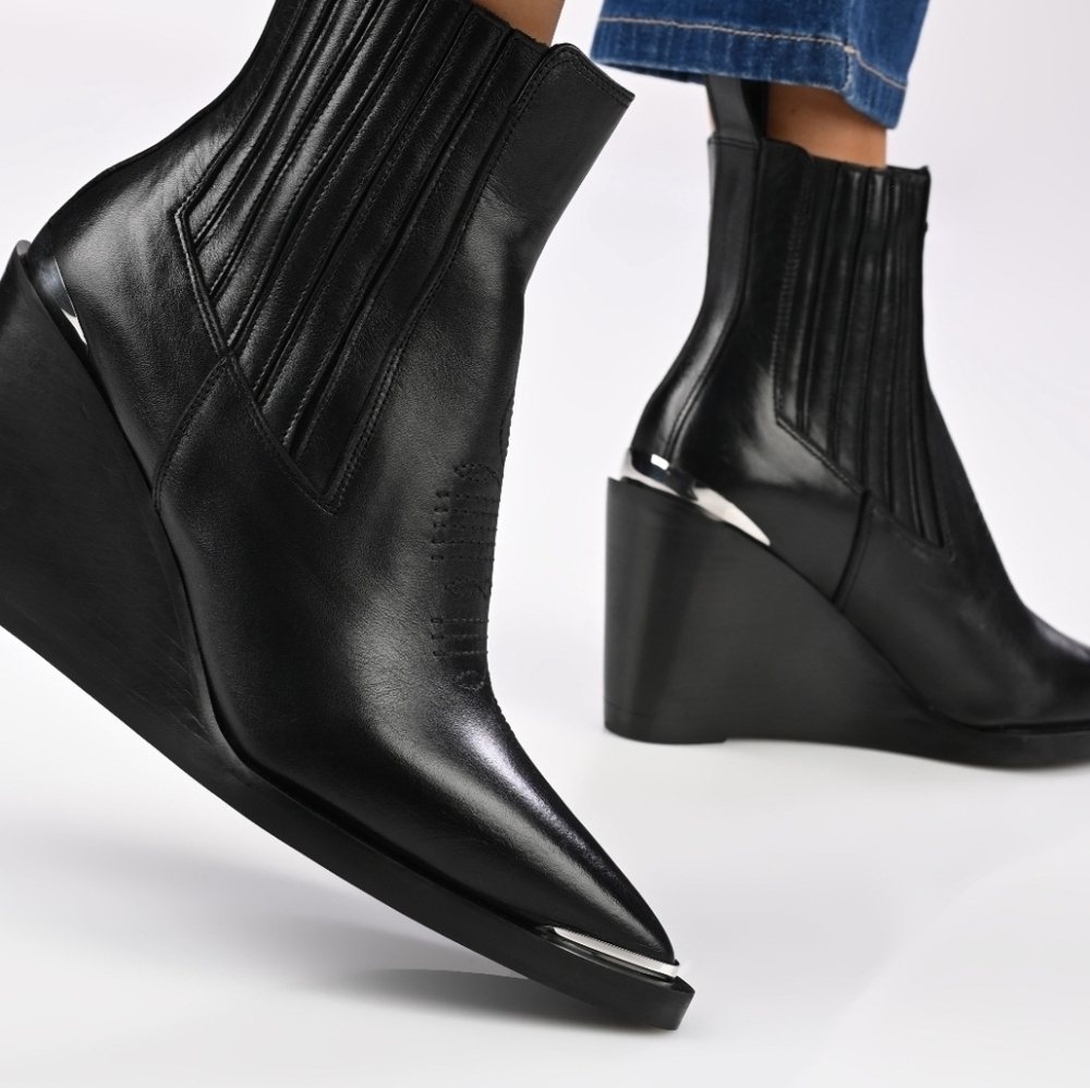 The Kooples Black Leather Ankle Boots